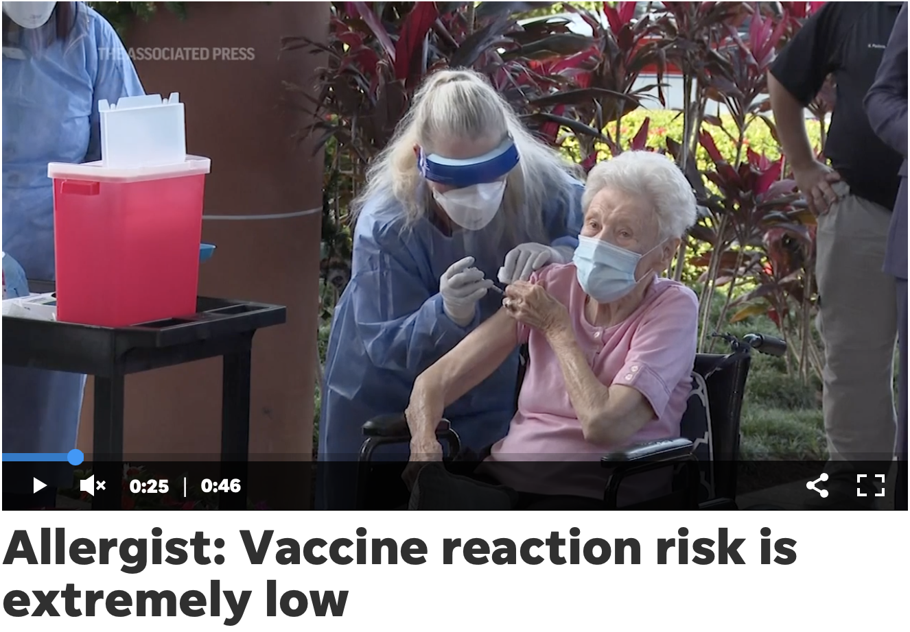 Allergist: Vaccine reaction risk is extremely low