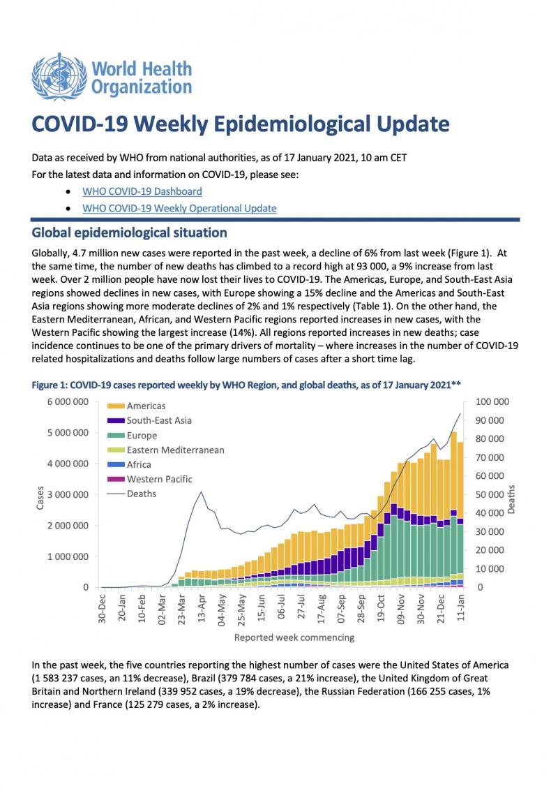 Weekly epidemiological update - 19 January 2021